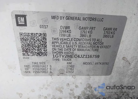 2018 GMC Sierra 1500 Sle from USA, damaged, VIN 1GTV2MEC4JZ116759